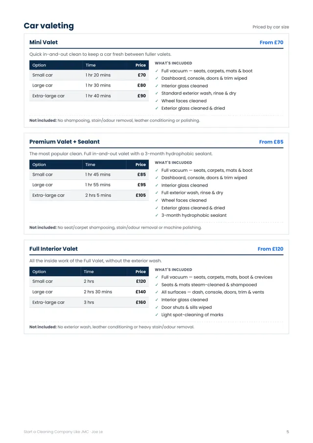 Playbook page — the prices