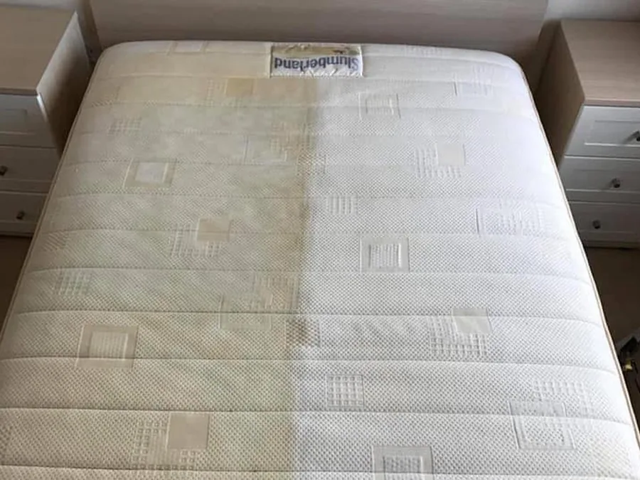 Years of staining lifted — one side cleaned