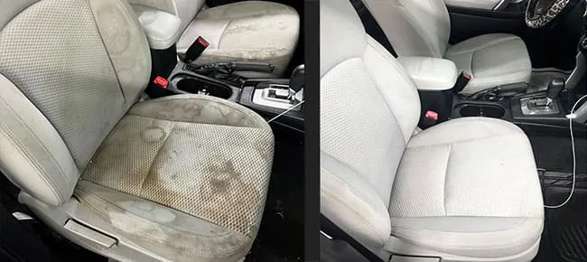 Stained cloth seats restored